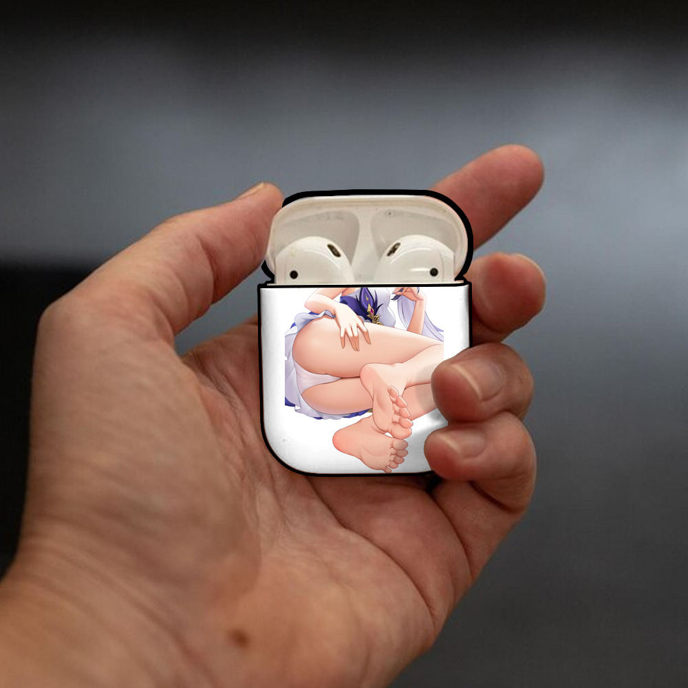げんし神 刻晴 こくせい genshin Kokusei AirPods 第2世代保護ケース ハードシェル ブラック 耐衝撃・防指紋・カラビナ付き