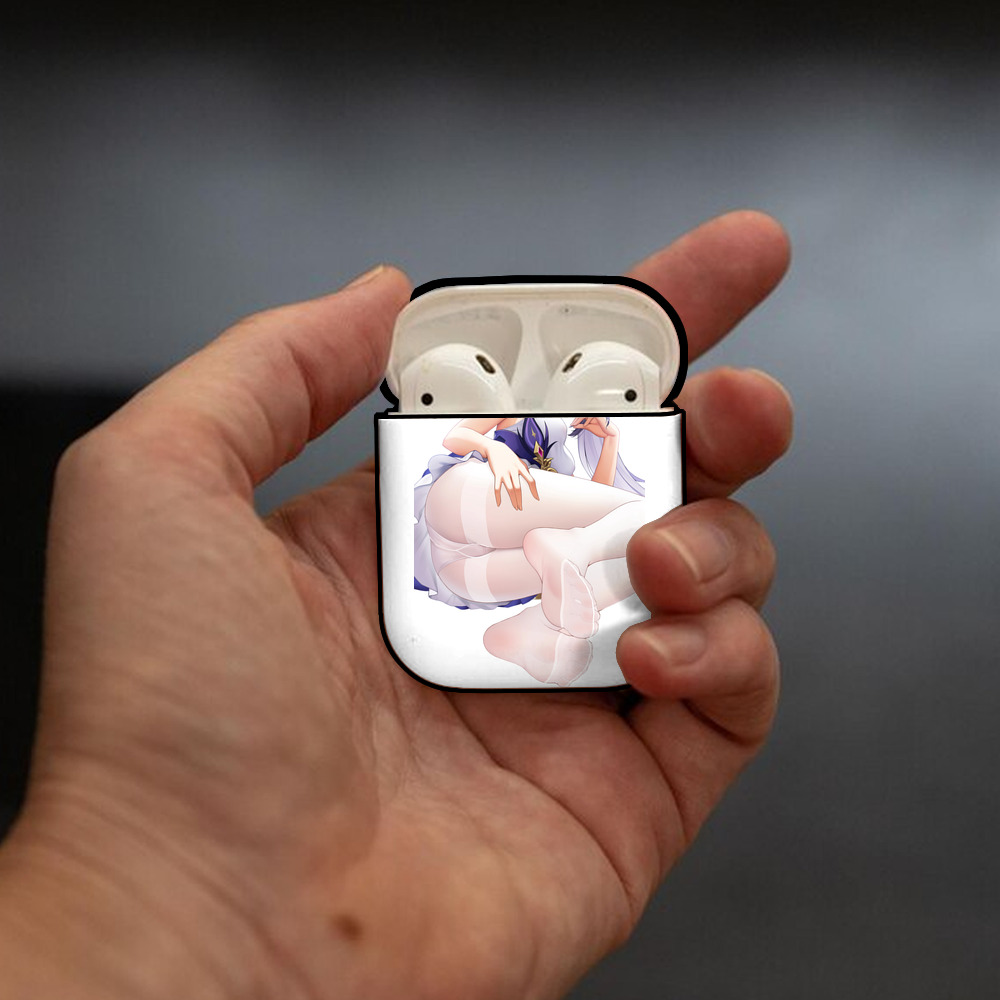 げんし神 刻晴 こくせい genshin Kokusei AirPods 第2世代保護ケース ハードシェル ブラック 耐衝撃・防指紋・カラビナ付き