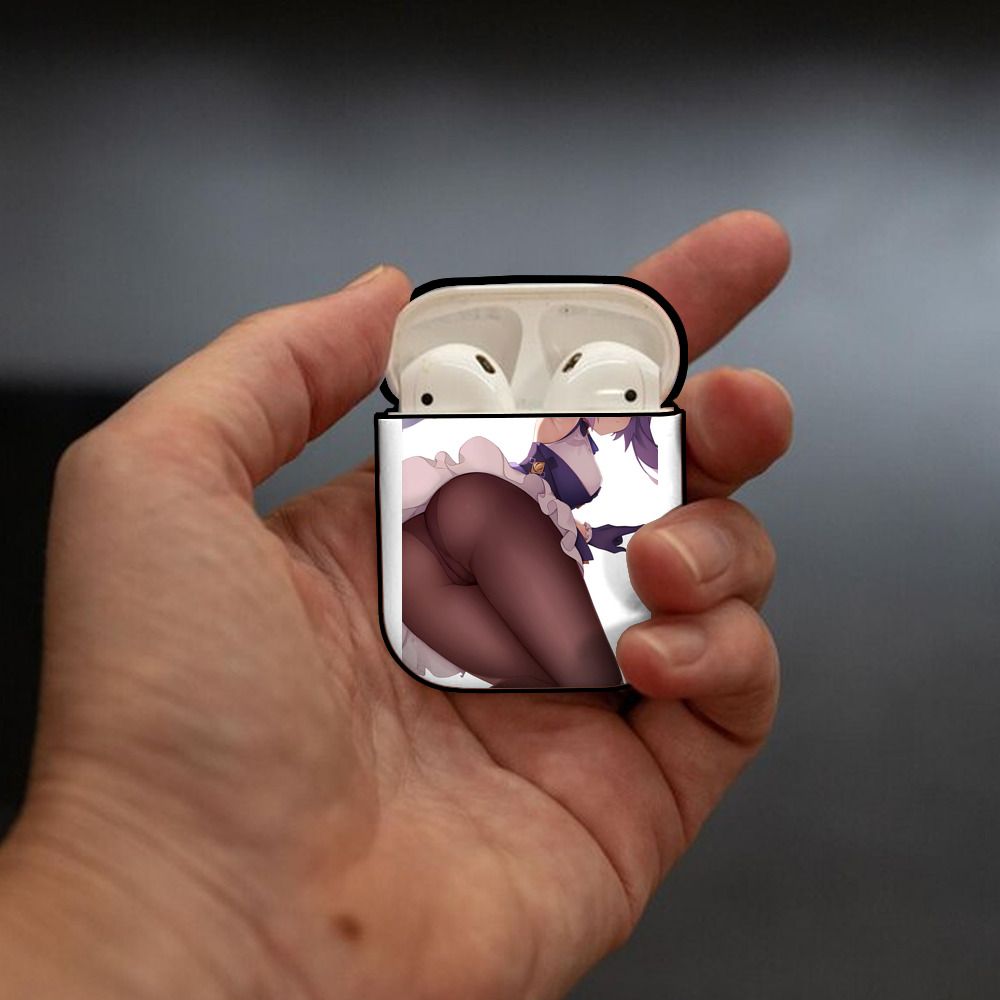 げんし神 刻晴 こくせい genshin Kokusei AirPods 第2世代保護ケース ハードシェル ブラック 耐衝撃・防指紋・カラビナ付き