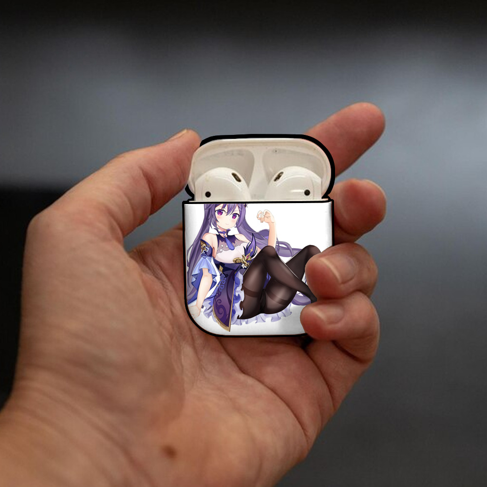 げんし神 刻晴 こくせい genshin Kokusei AirPods 第2世代保護ケース ハードシェル ブラック 耐衝撃・防指紋・カラビナ付き