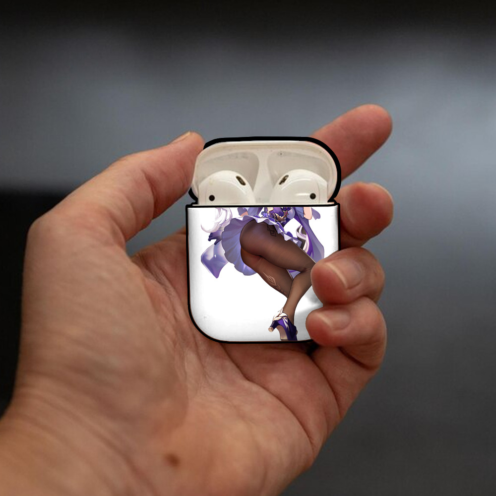 げんし神 刻晴 こくせい genshin Kokusei AirPods 第2世代保護ケース ハードシェル ブラック 耐衝撃・防指紋・カラビナ付き