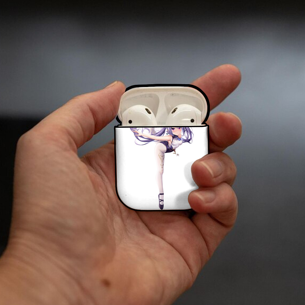 げんし神 刻晴 こくせい genshin Kokusei AirPods 第2世代保護ケース ハードシェル ブラック 耐衝撃・防指紋・カラビナ付き