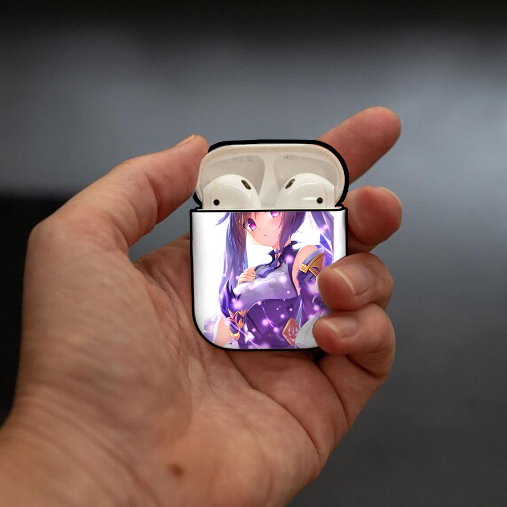 げんし神 刻晴 こくせい genshin Kokusei AirPods 第2世代保護ケース ハードシェル ブラック 耐衝撃・防指紋・カラビナ付き