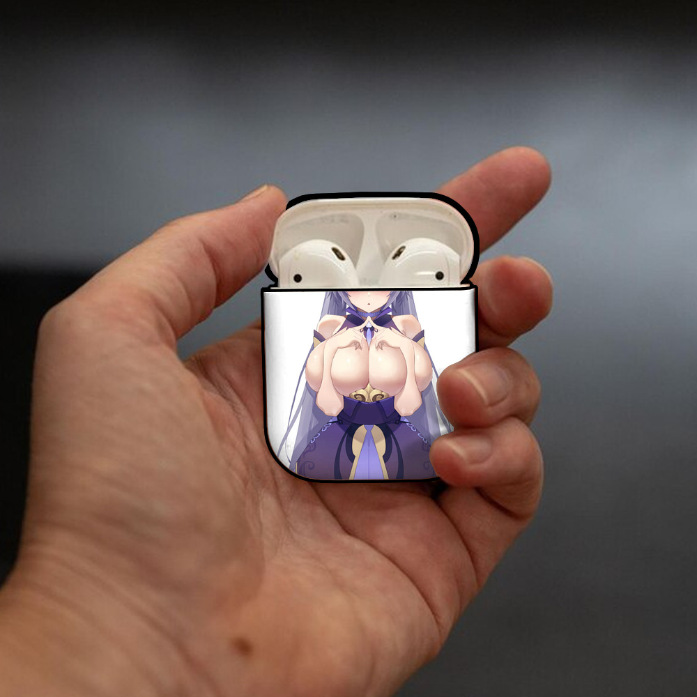 げんし神 刻晴 こくせい genshin Kokusei AirPods 第2世代保護ケース ハードシェル ブラック 耐衝撃・防指紋・カラビナ付き