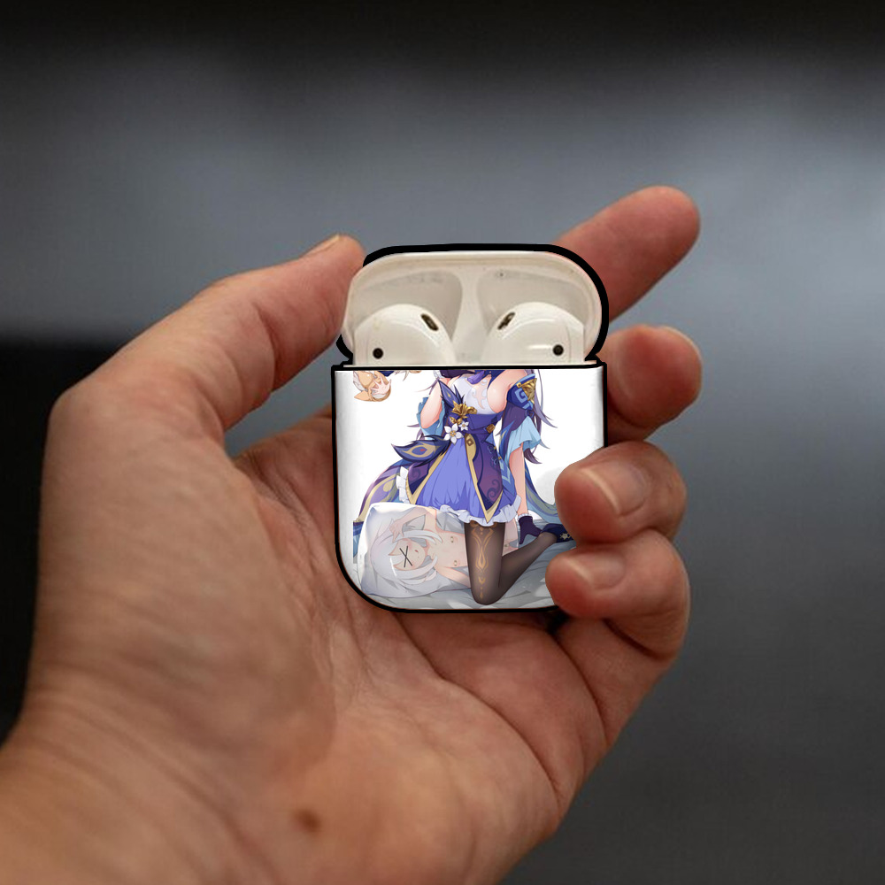 げんし神 刻晴 こくせい genshin Kokusei AirPods 第2世代保護ケース ハードシェル ブラック 耐衝撃・防指紋・カラビナ付き