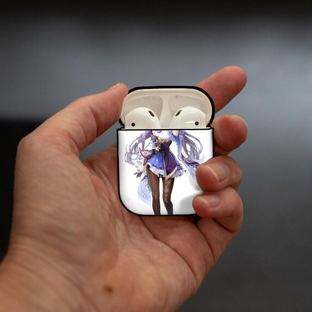 げんし神 刻晴 こくせい genshin Kokusei AirPods 第2世代保護ケース ハードシェル ブラック 耐衝撃・防指紋・カラビナ付き