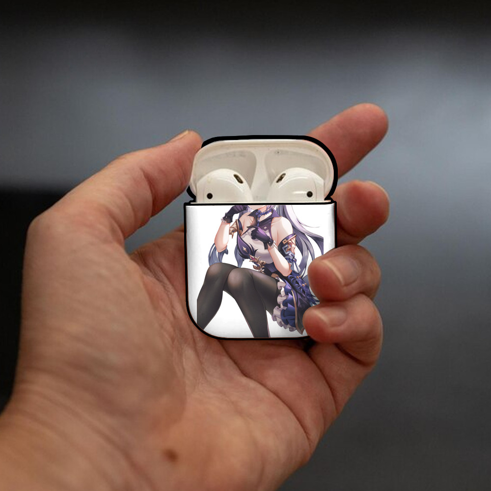 げんし神 刻晴 こくせい genshin Kokusei AirPods 第2世代保護ケース ハードシェル ブラック 耐衝撃・防指紋・カラビナ付き