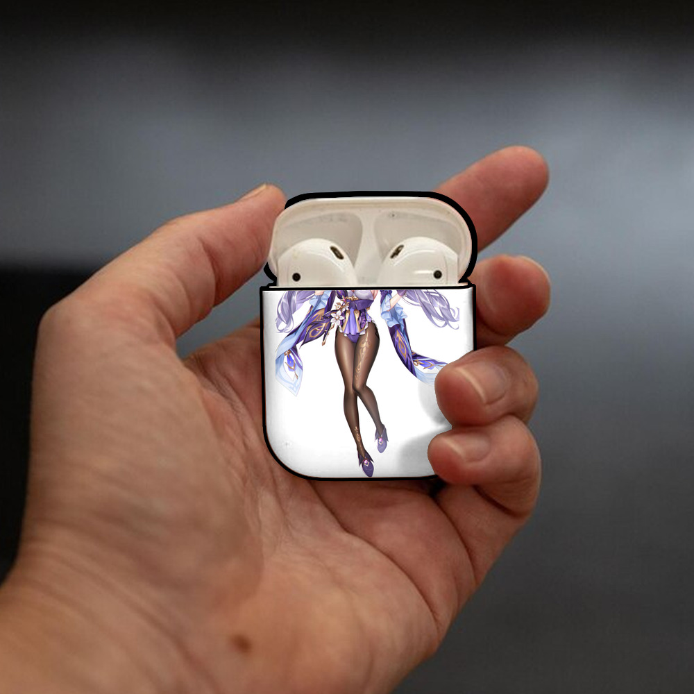 げんし神 刻晴 こくせい genshin Kokusei AirPods 第2世代保護ケース ハードシェル ブラック 耐衝撃・防指紋・カラビナ付き