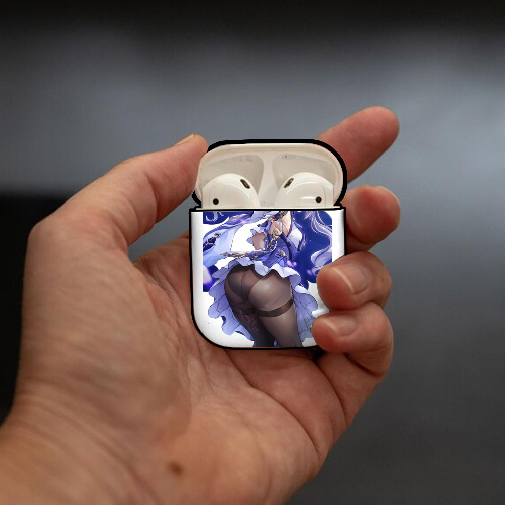 げんし神 刻晴 こくせい genshin Kokusei AirPods 第2世代保護ケース ハードシェル ブラック 耐衝撃・防指紋・カラビナ付き