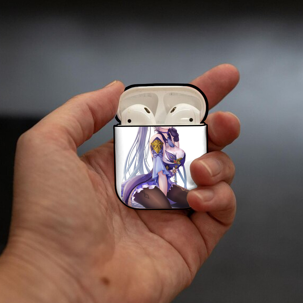 げんし神 刻晴 こくせい genshin Kokusei AirPods 第2世代保護ケース ハードシェル ブラック 耐衝撃・防指紋・カラビナ付き