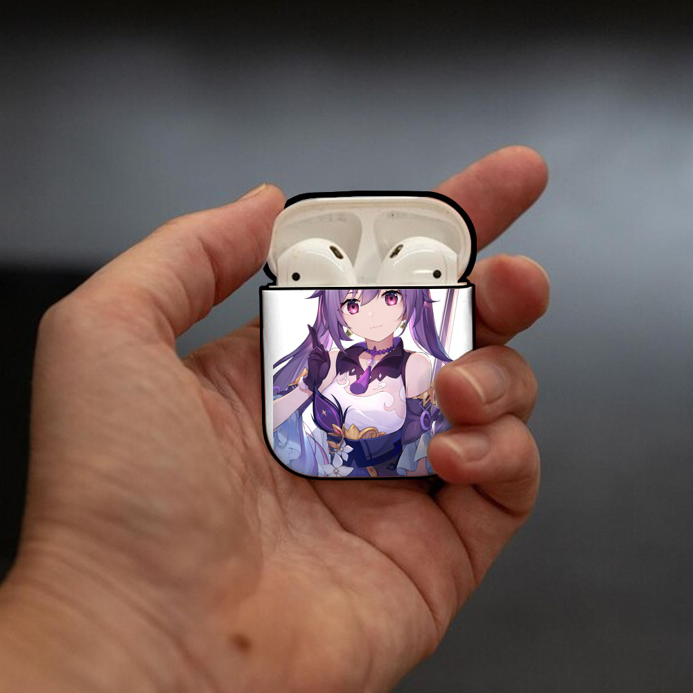 げんし神 刻晴 こくせい genshin Kokusei AirPods 第2世代保護ケース ハードシェル ブラック 耐衝撃・防指紋・カラビナ付き