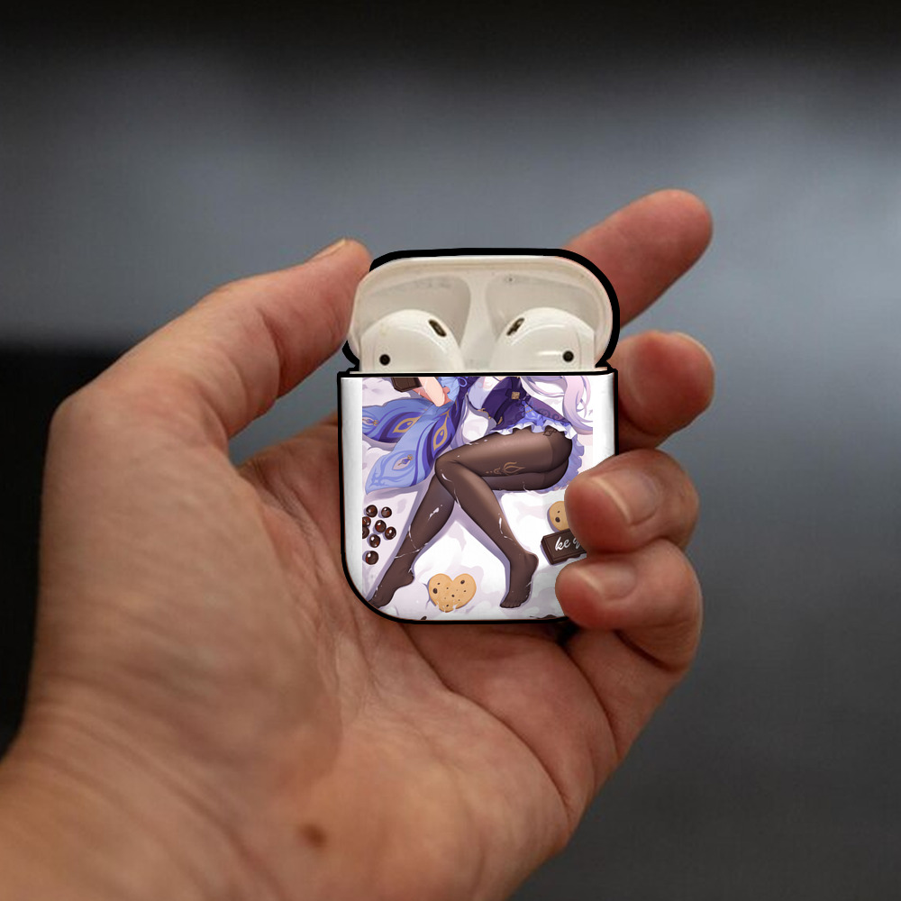 げんし神 刻晴 こくせい genshin Kokusei AirPods 第2世代保護ケース ハードシェル ブラック 耐衝撃・防指紋・カラビナ付き