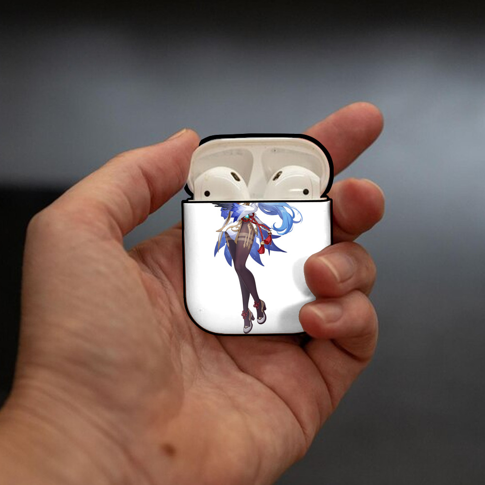 げんし神 甘雨 かんう genshin Ganyu AirPods 第2世代保護ケース ハードシェル ブラック 耐衝撃・防指紋・カラビナ付き