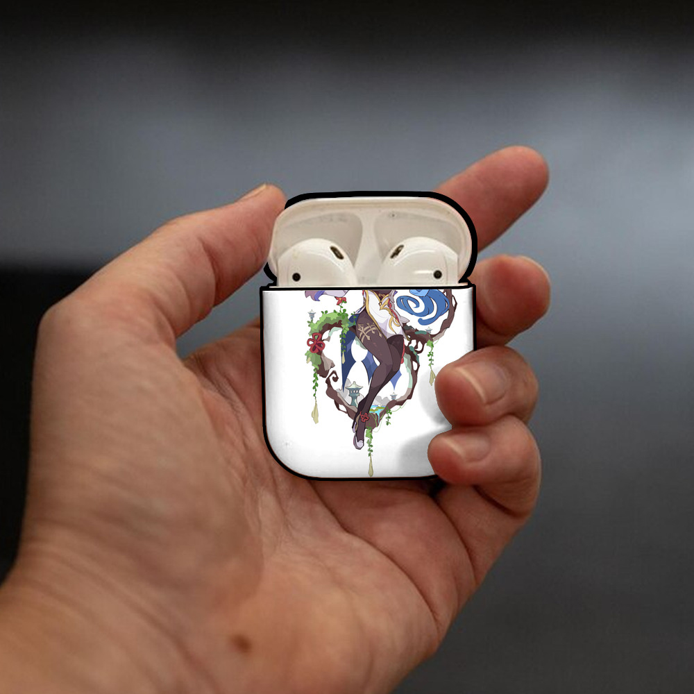 げんし神 甘雨 かんう genshin Ganyu AirPods 第2世代保護ケース ハードシェル ブラック 耐衝撃・防指紋・カラビナ付き