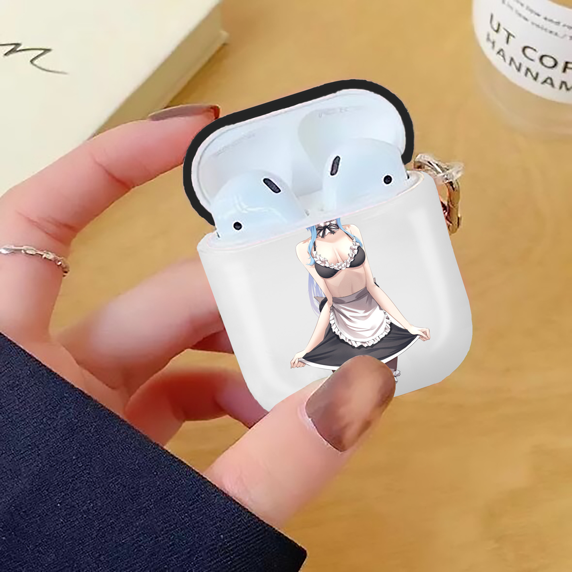 げんし神 甘雨 かんう genshin Ganyu AirPods 第2世代保護ケース ハードシェル ブラック 耐衝撃・防指紋・カラビナ付き