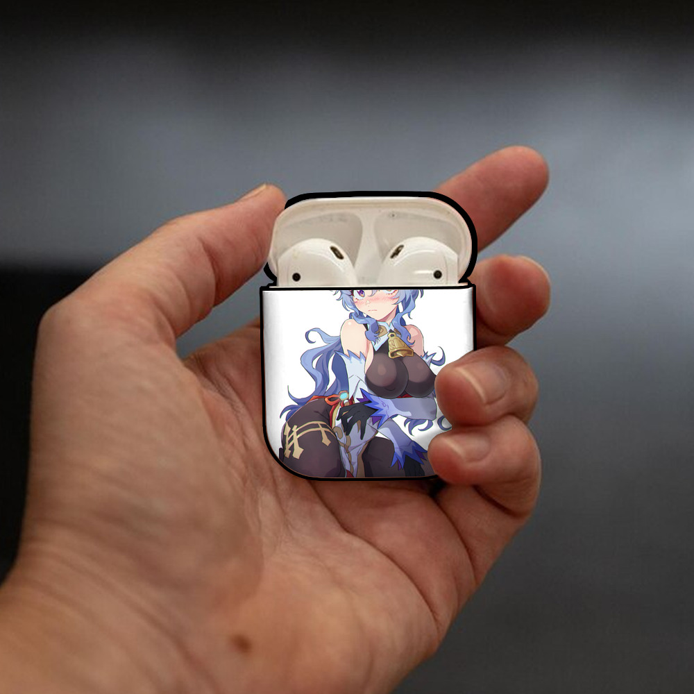げんし神 甘雨 かんう genshin Ganyu AirPods 第2世代保護ケース ハードシェル ブラック 耐衝撃・防指紋・カラビナ付き