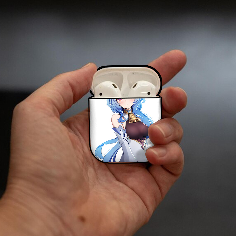 げんし神 甘雨 かんう genshin Ganyu AirPods 第2世代保護ケース ハードシェル ブラック 耐衝撃・防指紋・カラビナ付き
