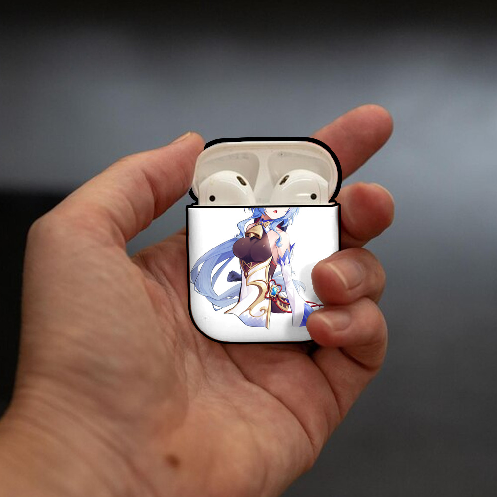 げんし神 甘雨 かんう genshin Ganyu AirPods 第2世代保護ケース ハードシェル ブラック 耐衝撃・防指紋・カラビナ付き