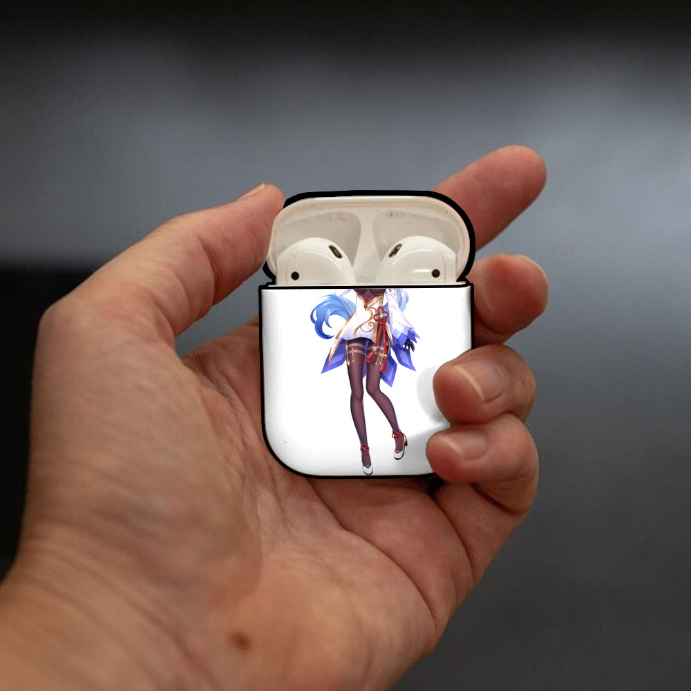げんし神 甘雨 かんう genshin Ganyu AirPods 第2世代保護ケース ハードシェル ブラック 耐衝撃・防指紋・カラビナ付き