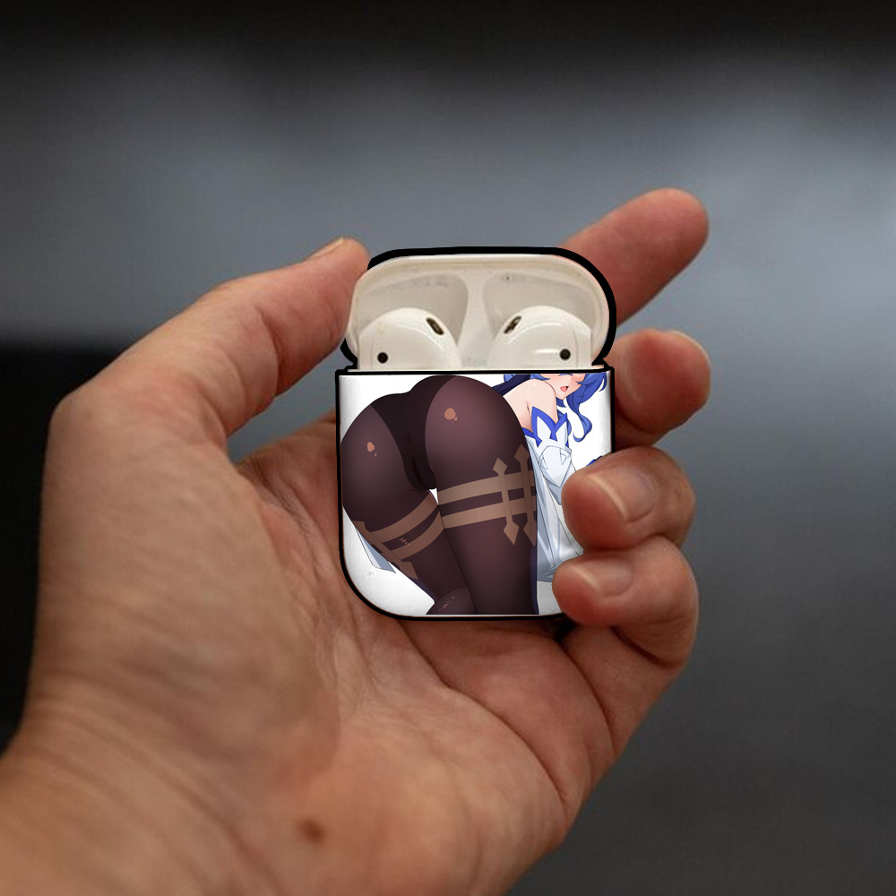 げんし神 甘雨 かんう genshin Ganyu AirPods 第2世代保護ケース ハードシェル ブラック 耐衝撃・防指紋・カラビナ付き