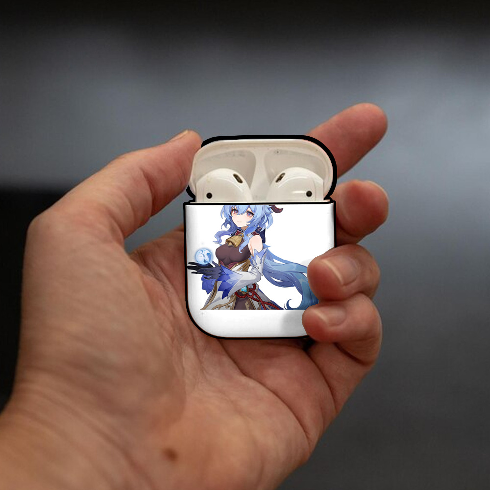 げんし神 甘雨 かんう genshin Ganyu AirPods 第2世代保護ケース ハードシェル ブラック 耐衝撃・防指紋・カラビナ付き