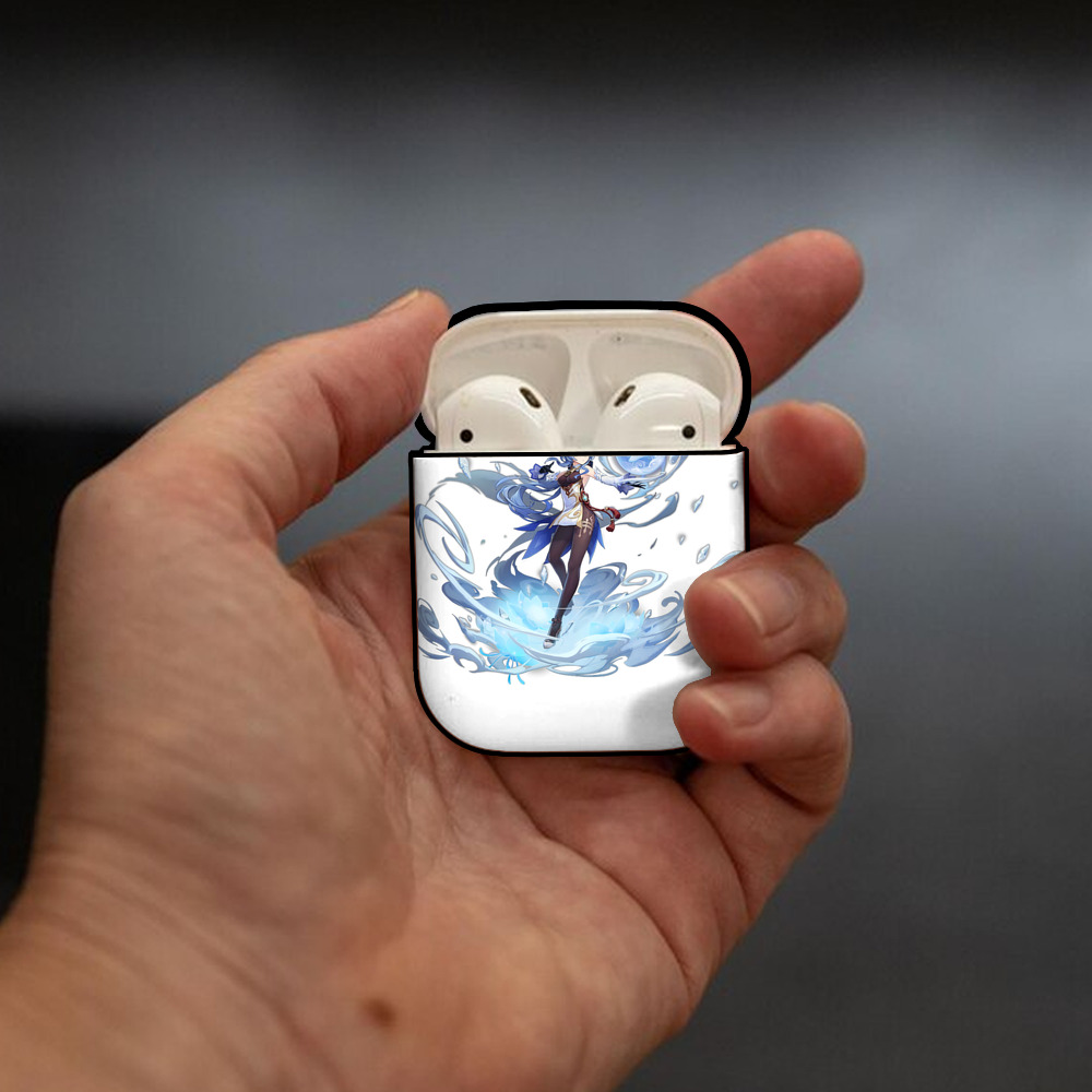 げんし神 甘雨 かんう genshin Ganyu AirPods 第2世代保護ケース ハードシェル ブラック 耐衝撃・防指紋・カラビナ付き