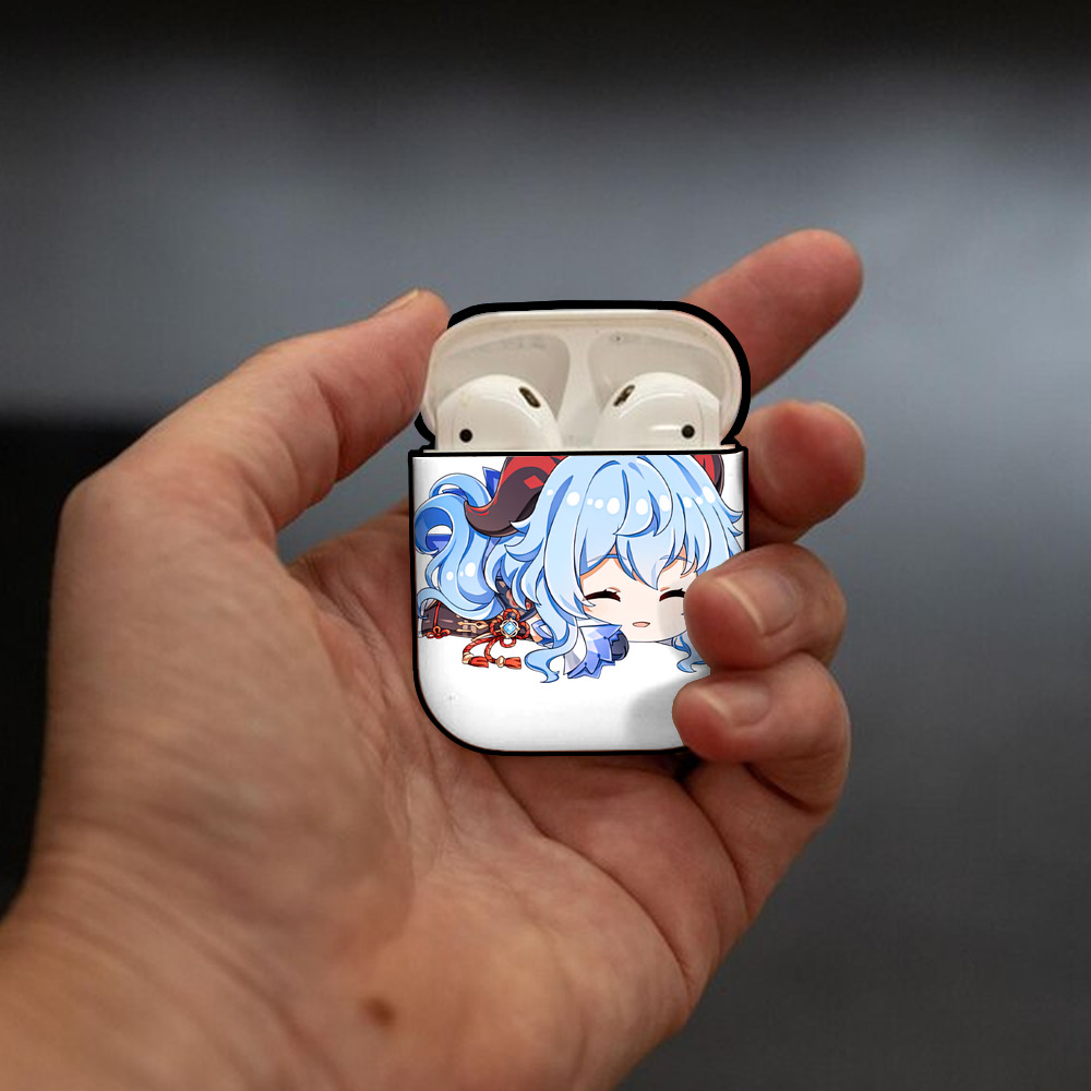げんし神 甘雨 かんう genshin Ganyu AirPods 第2世代保護ケース ハードシェル ブラック 耐衝撃・防指紋・カラビナ付き