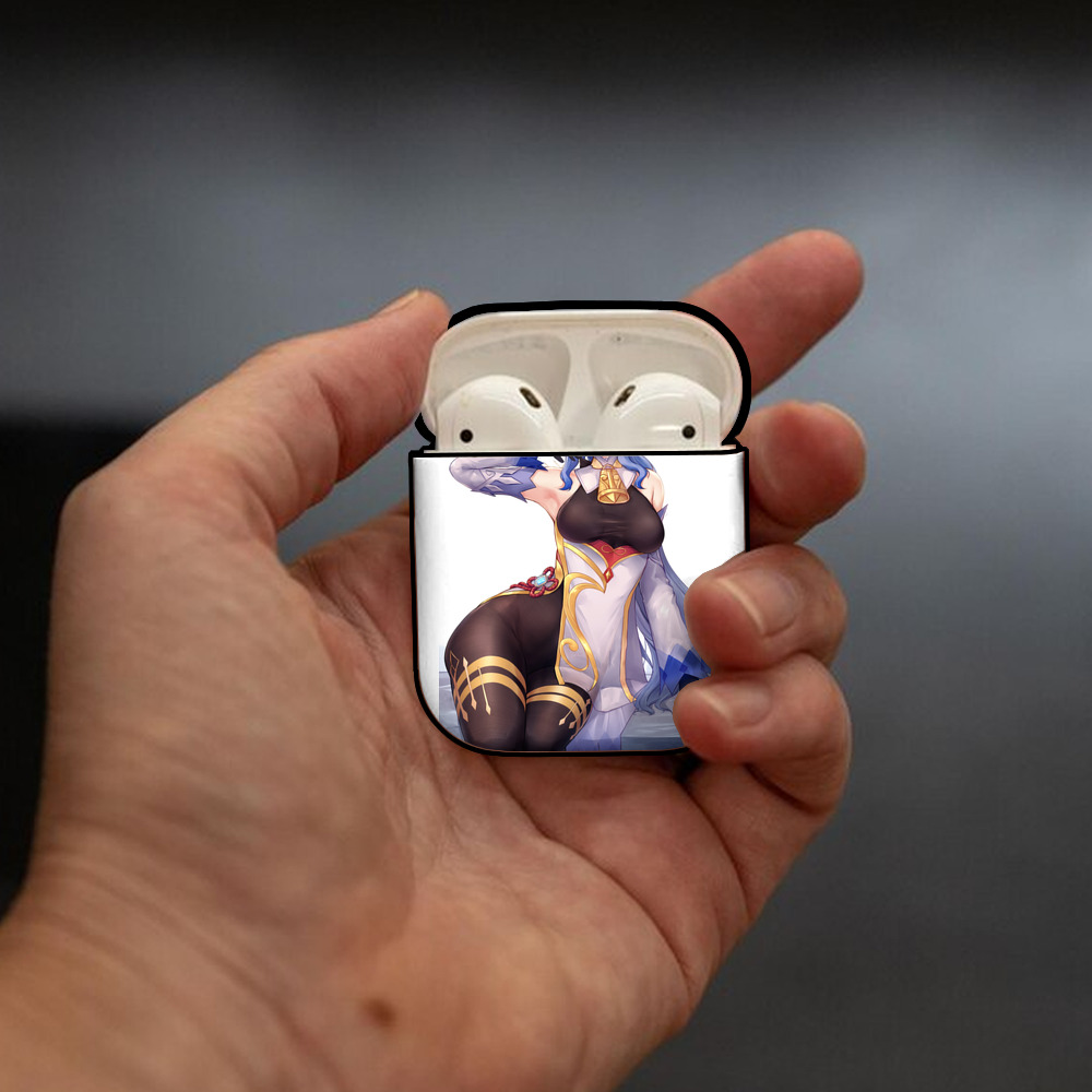 げんし神 甘雨 かんう genshin Ganyu AirPods 第2世代保護ケース ハードシェル ブラック 耐衝撃・防指紋・カラビナ付き