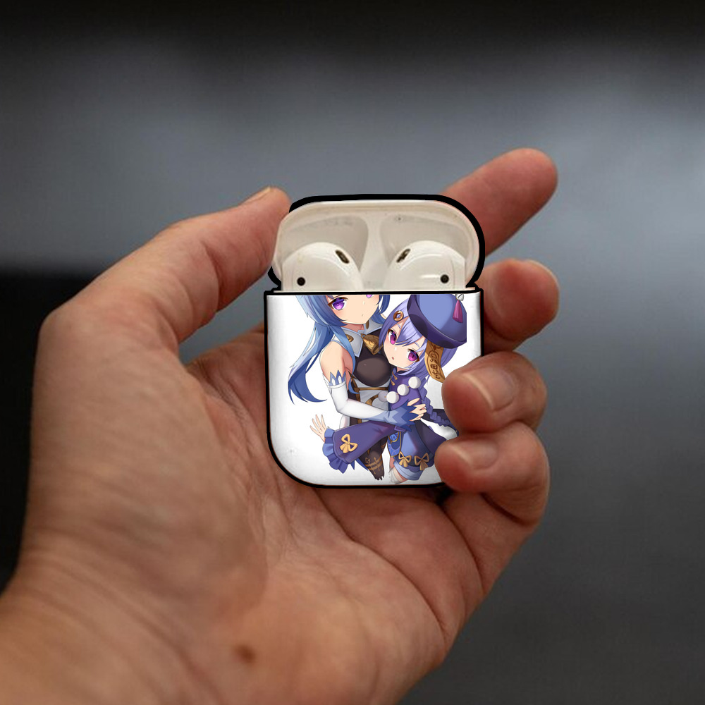 げんし神 甘雨 かんう genshin Ganyu AirPods 第2世代保護ケース ハードシェル ブラック 耐衝撃・防指紋・カラビナ付き