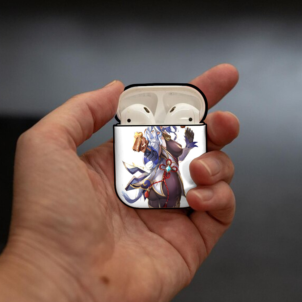 げんし神 甘雨 かんう genshin Ganyu AirPods 第2世代保護ケース ハードシェル ブラック 耐衝撃・防指紋・カラビナ付き