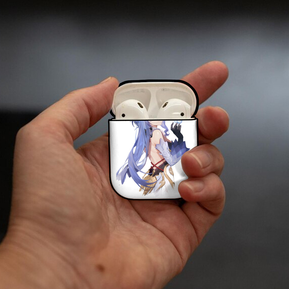 げんし神 甘雨 かんう genshin Ganyu AirPods 第2世代保護ケース ハードシェル ブラック 耐衝撃・防指紋・カラビナ付き