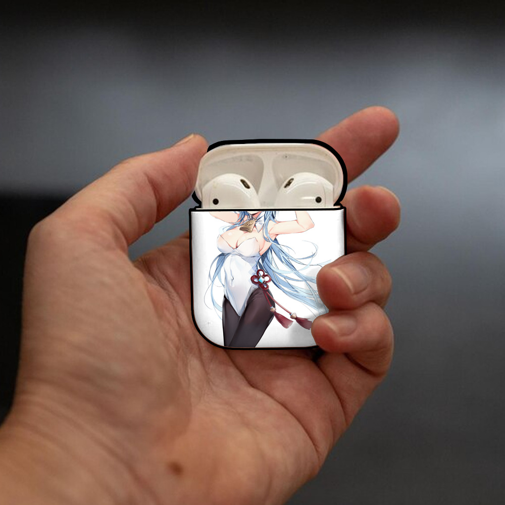 げんし神 甘雨 かんう genshin Ganyu AirPods 第2世代保護ケース ハードシェル ブラック 耐衝撃・防指紋・カラビナ付き