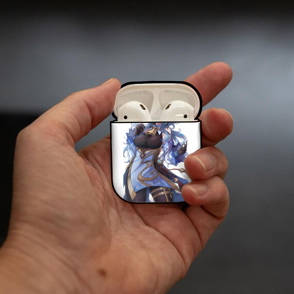げんし神 甘雨 かんう genshin Ganyu AirPods 第2世代保護ケース ハードシェル ブラック 耐衝撃・防指紋・カラビナ付き