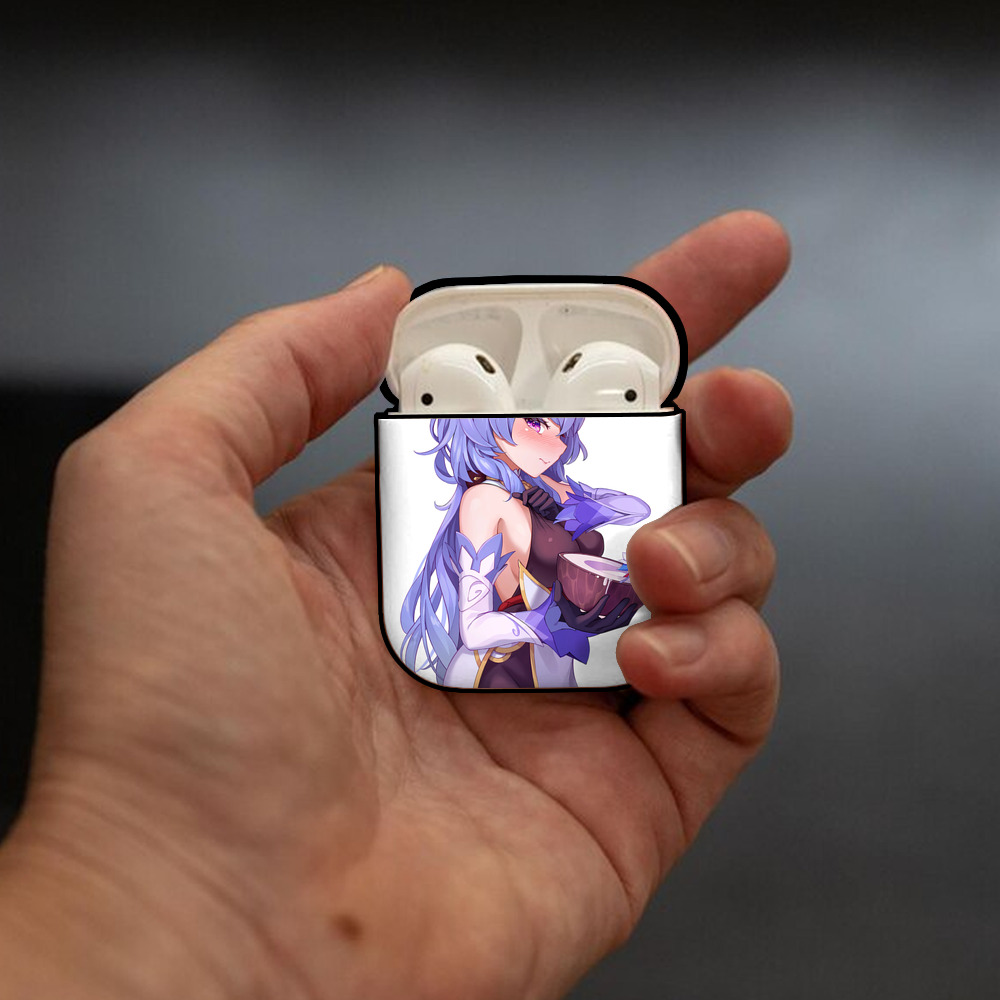 げんし神 甘雨 かんう genshin Ganyu AirPods 第2世代保護ケース ハードシェル ブラック 耐衝撃・防指紋・カラビナ付き