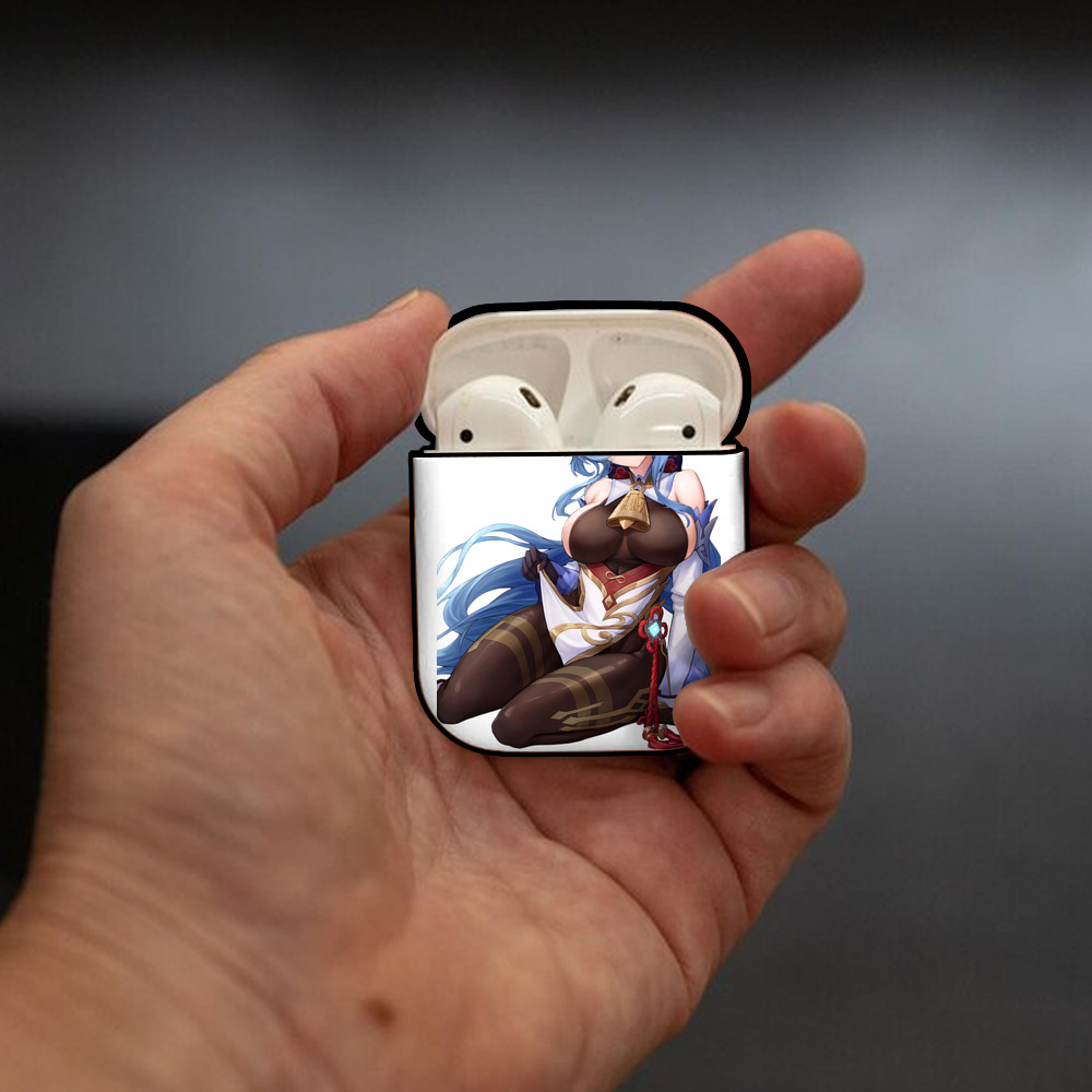 げんし神 甘雨 かんう genshin Ganyu AirPods 第2世代保護ケース ハードシェル ブラック 耐衝撃・防指紋・カラビナ付き