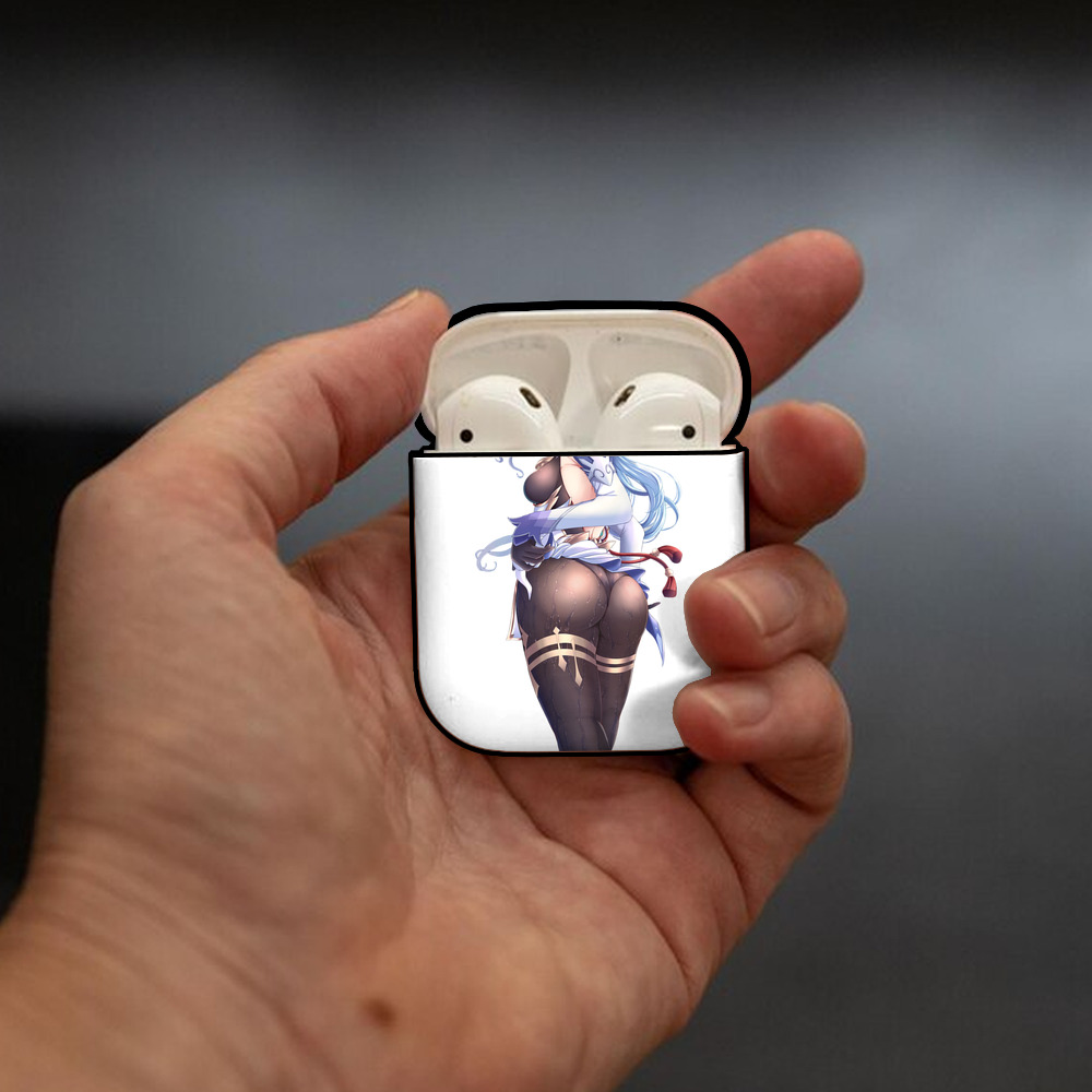 げんし神 甘雨 かんう genshin Ganyu AirPods 第2世代保護ケース ハードシェル ブラック 耐衝撃・防指紋・カラビナ付き
