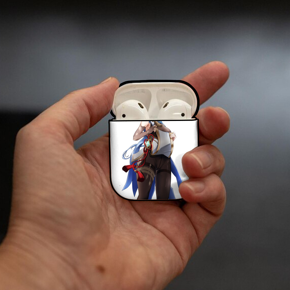 げんし神 甘雨 かんう genshin Ganyu AirPods 第2世代保護ケース ハードシェル ブラック 耐衝撃・防指紋・カラビナ付き
