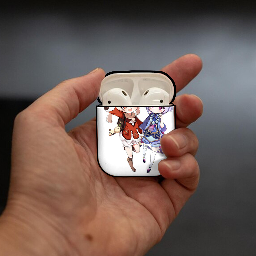 げんし神 七七 なな  genshin Nana AirPods 第2世代保護ケース ハードシェル ブラック 耐衝撃・防指紋・カラビナ付き