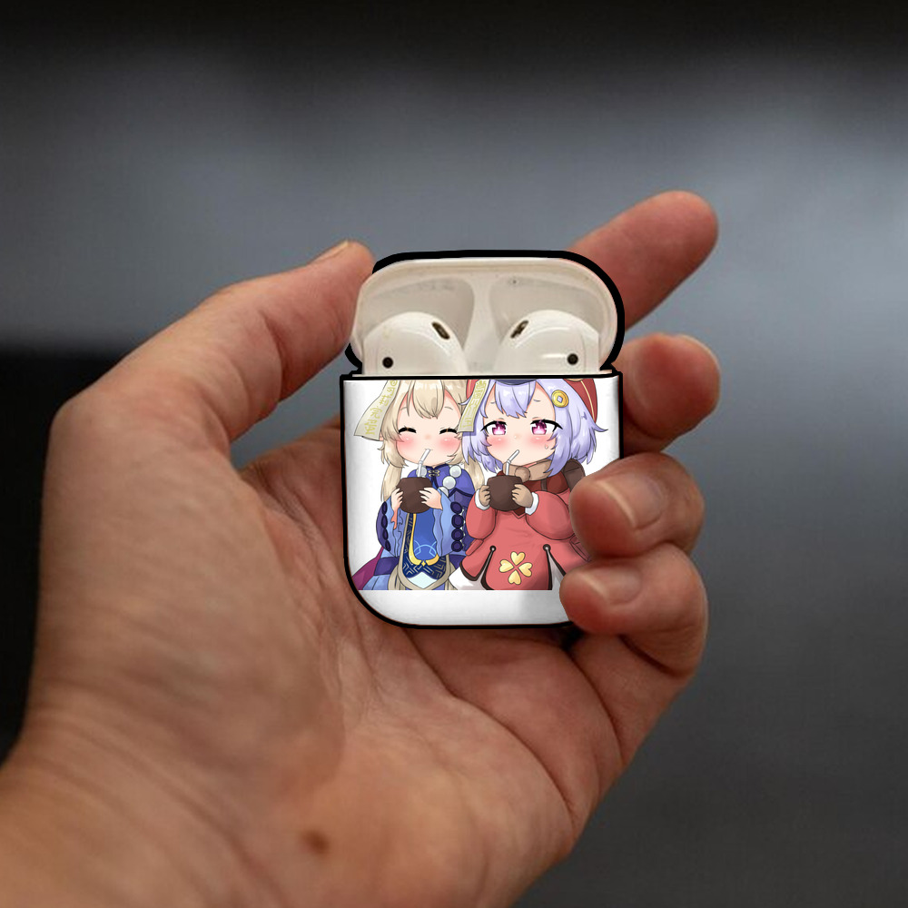げんし神 七七 なな  genshin Nana AirPods 第2世代保護ケース ハードシェル ブラック 耐衝撃・防指紋・カラビナ付き