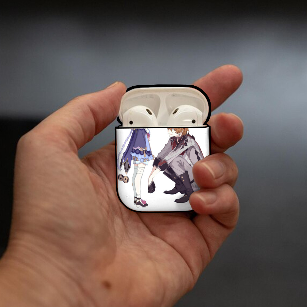 げんし神 七七 なな  genshin Nana AirPods 第2世代保護ケース ハードシェル ブラック 耐衝撃・防指紋・カラビナ付き