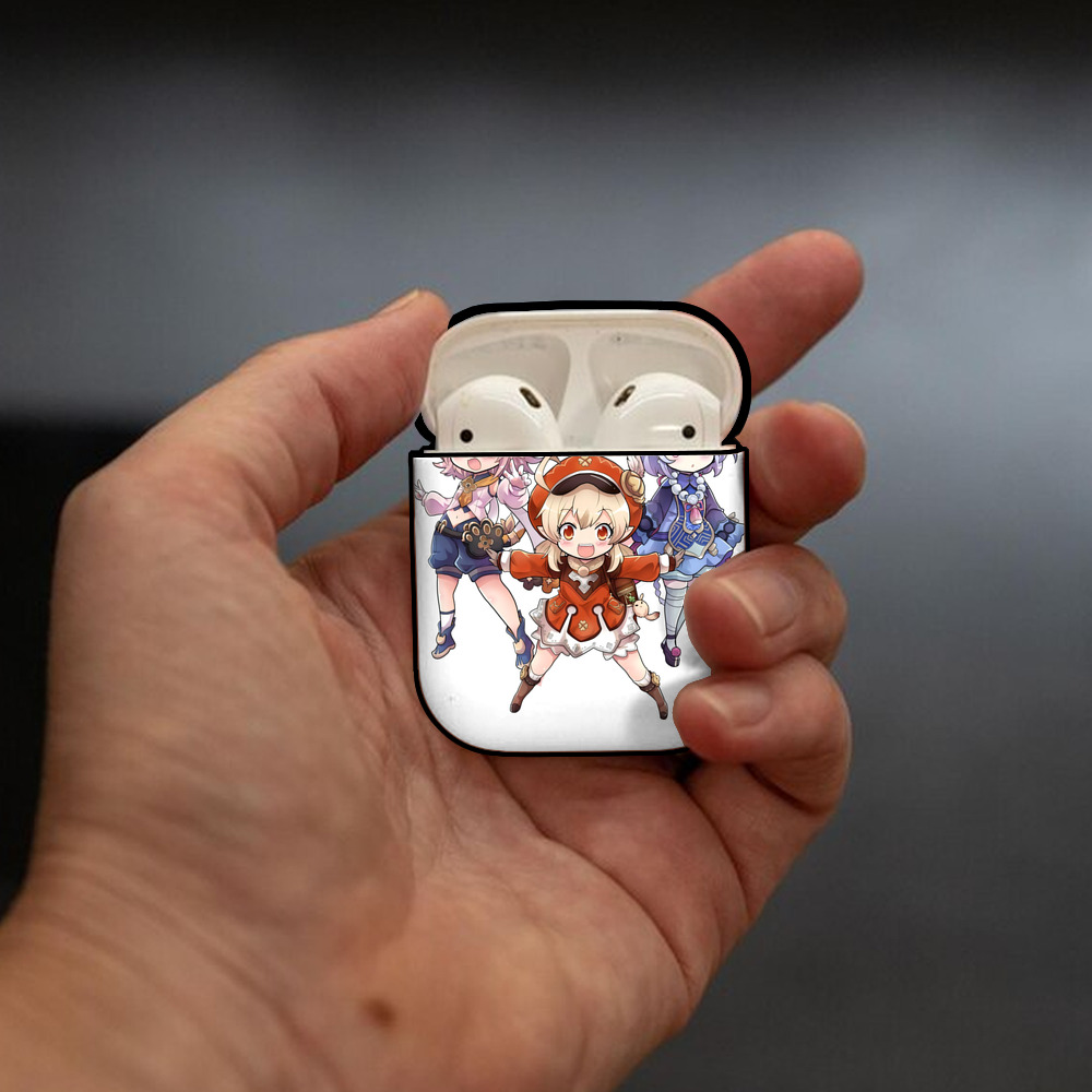 げんし神 七七 なな  genshin Nana AirPods 第2世代保護ケース ハードシェル ブラック 耐衝撃・防指紋・カラビナ付き