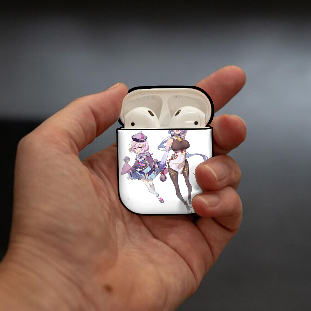 げんし神 七七 なな  genshin Nana AirPods 第2世代保護ケース ハードシェル ブラック 耐衝撃・防指紋・カラビナ付き