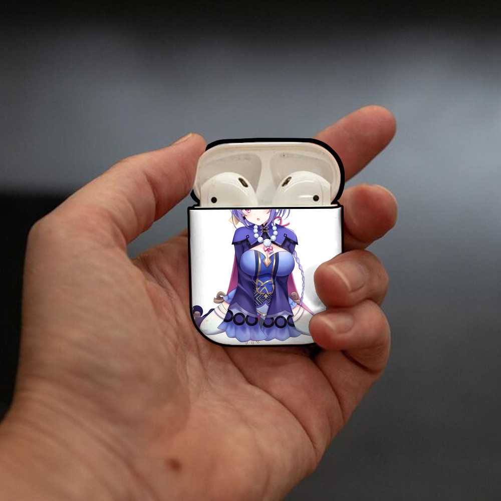 げんし神 七七 なな  genshin Nana AirPods 第2世代保護ケース ハードシェル ブラック 耐衝撃・防指紋・カラビナ付き