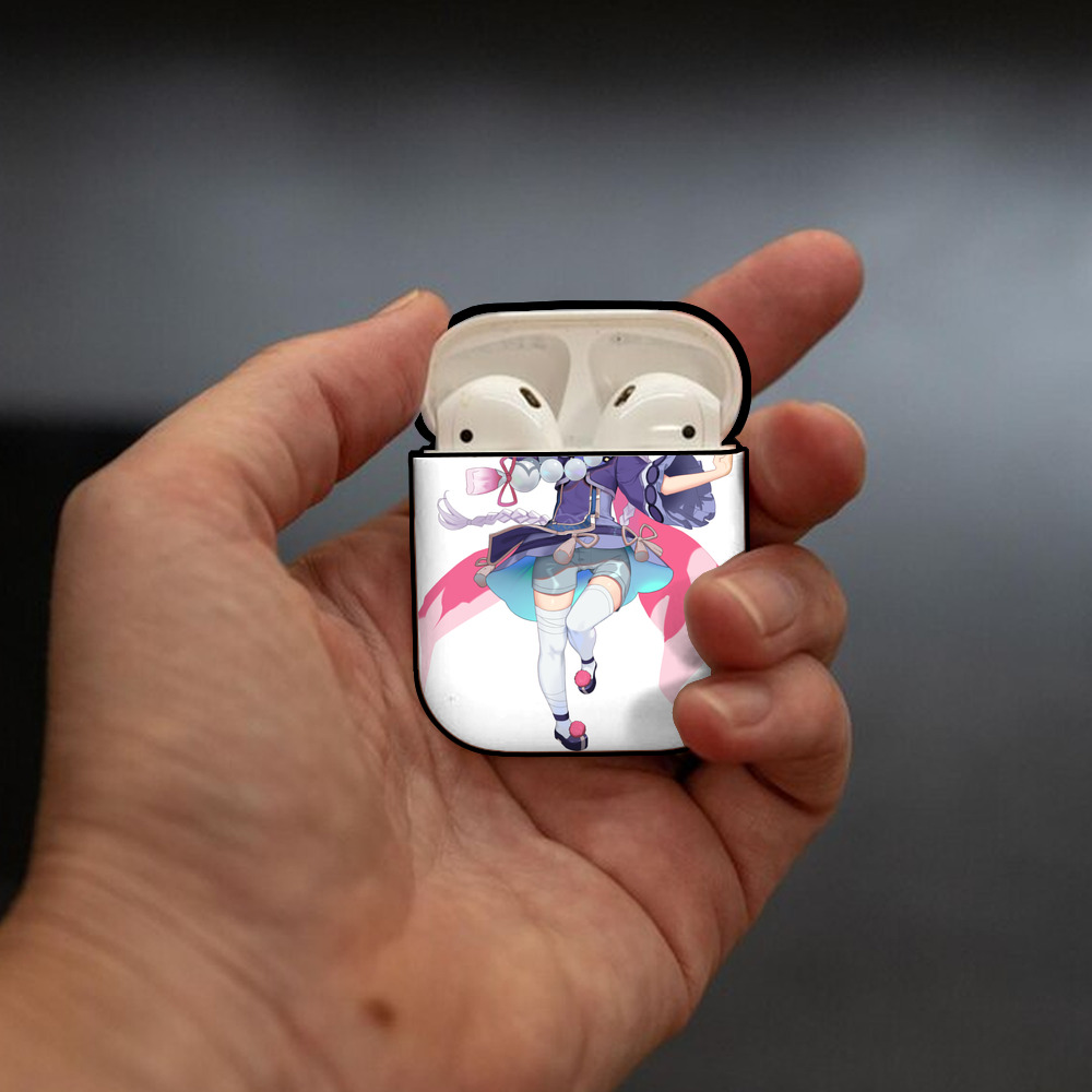 げんし神 七七 なな  genshin Nana AirPods 第2世代保護ケース ハードシェル ブラック 耐衝撃・防指紋・カラビナ付き