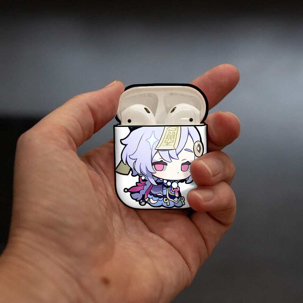 げんし神 七七 なな  genshin Nana AirPods 第2世代保護ケース ハードシェル ブラック 耐衝撃・防指紋・カラビナ付き