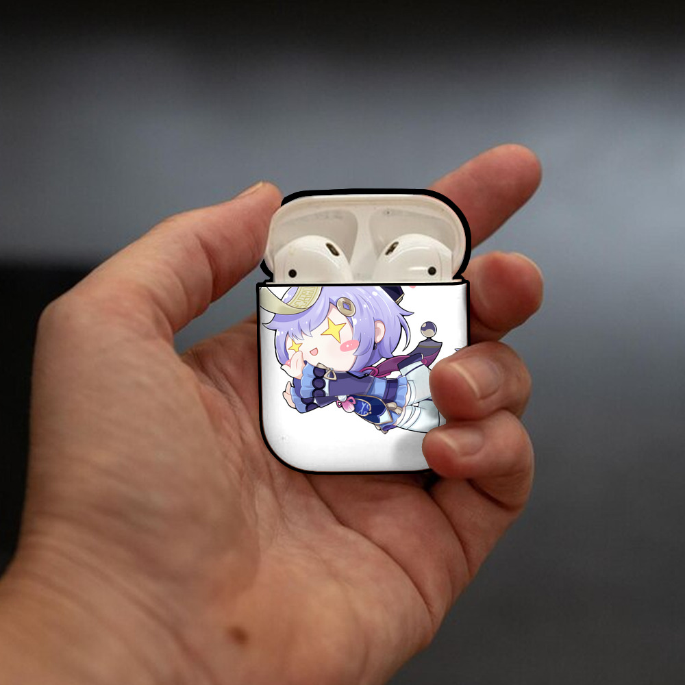 げんし神 七七 なな  genshin Nana AirPods 第2世代保護ケース ハードシェル ブラック 耐衝撃・防指紋・カラビナ付き