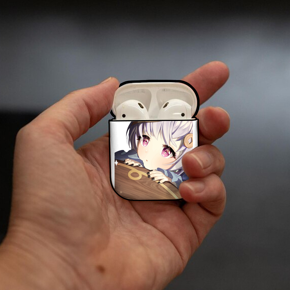 げんし神 七七 なな  genshin Nana AirPods 第2世代保護ケース ハードシェル ブラック 耐衝撃・防指紋・カラビナ付き
