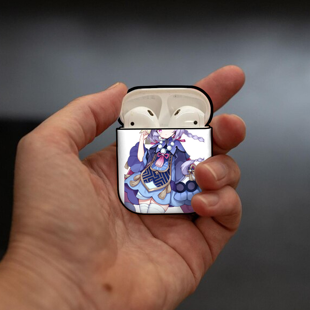 げんし神 七七 なな  genshin Nana AirPods 第2世代保護ケース ハードシェル ブラック 耐衝撃・防指紋・カラビナ付き