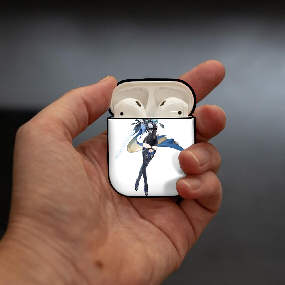 げんし神 优菈 ゆうら genshin Yūra AirPods 第2世代保護ケース ハードシェル ブラック 耐衝撃・防指紋・カラビナ付き