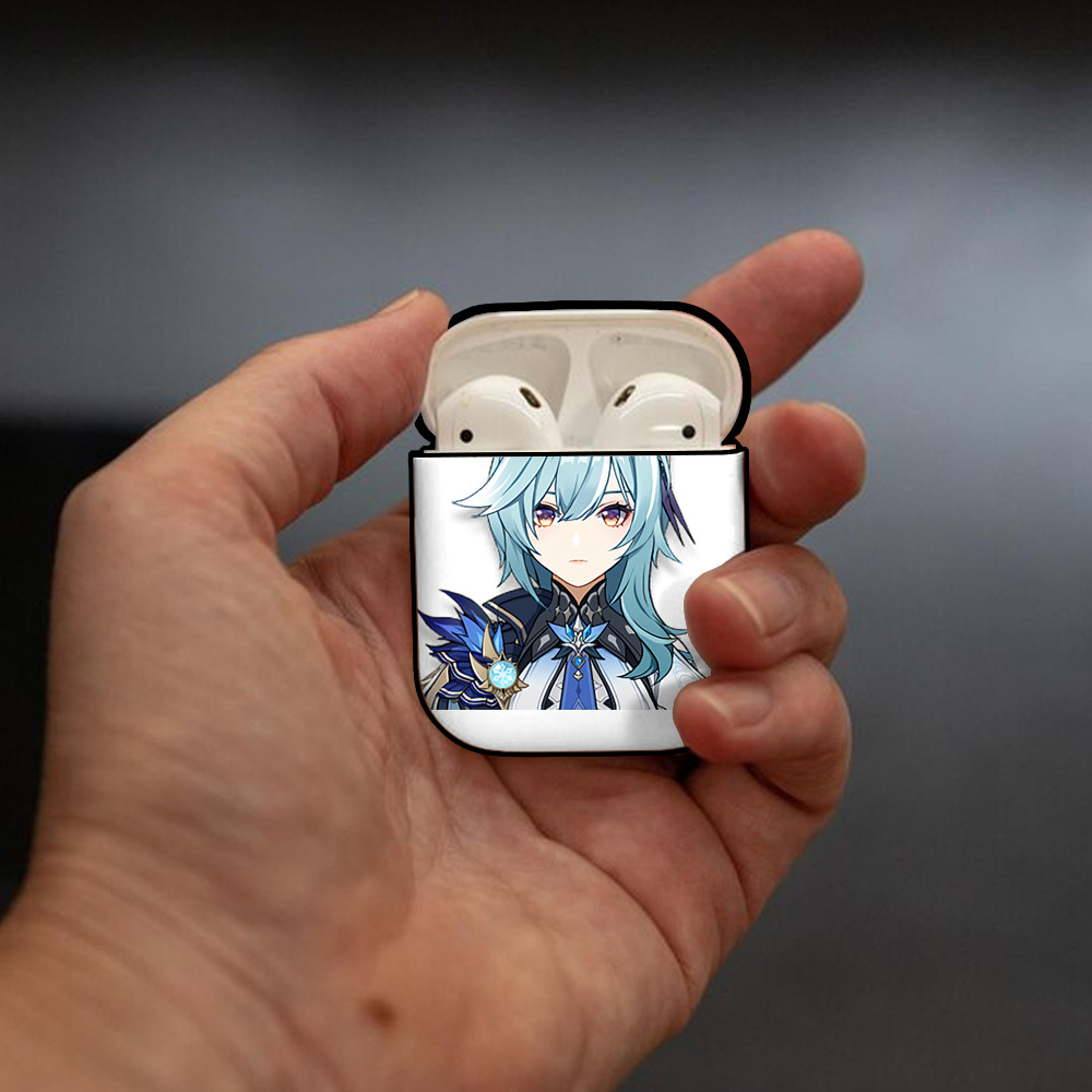 げんし神 优菈 ゆうら genshin Yūra AirPods 第2世代保護ケース ハードシェル ブラック 耐衝撃・防指紋・カラビナ付き
